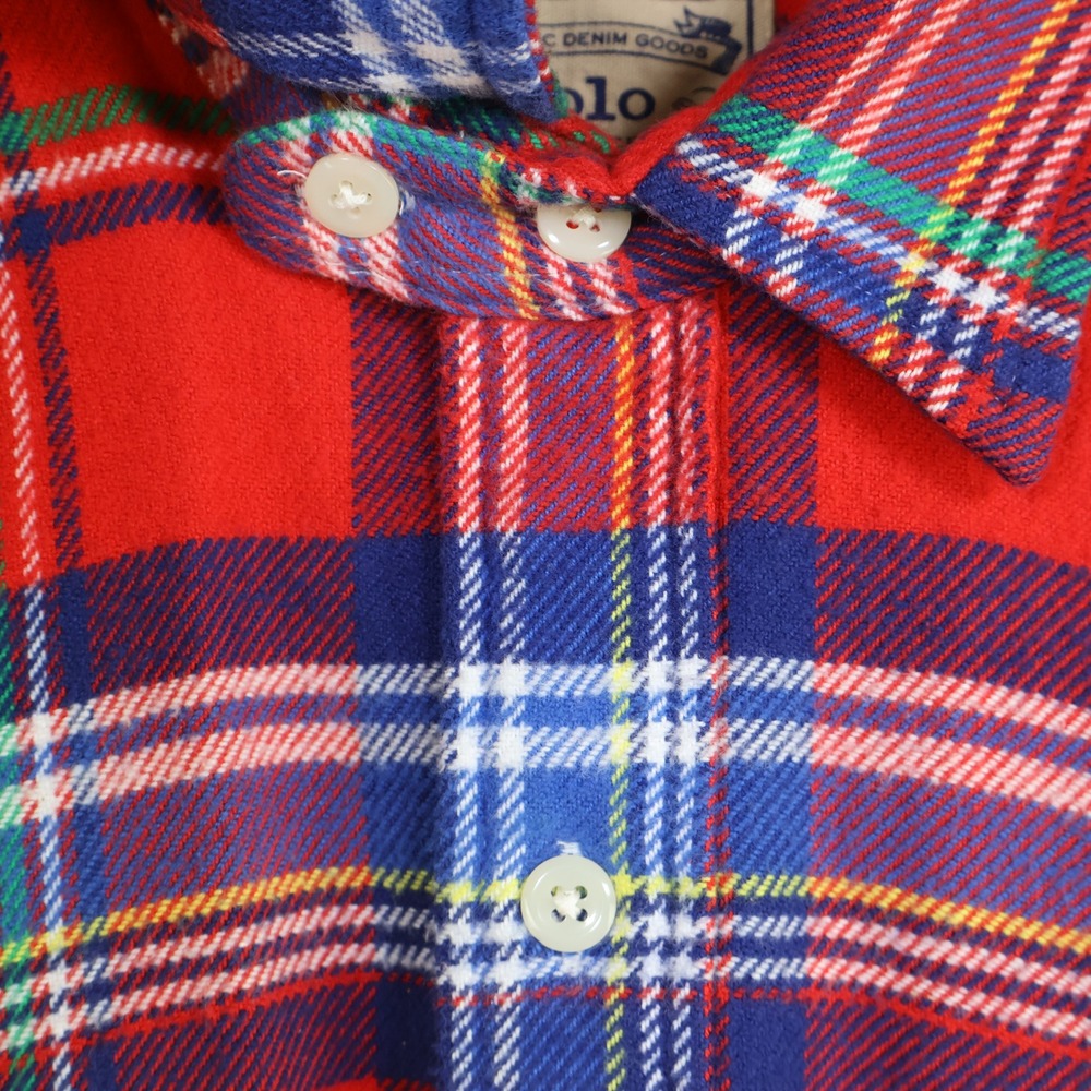 Polo Ralph Lauren Classic Fit Twill Flannel Shirt Medium Red Plaid Cotton - Picture 7 of 13